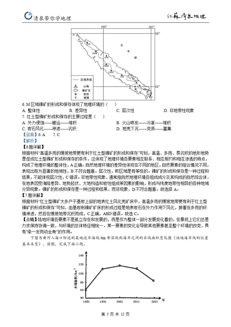 精品解析：江苏省扬州市2021-2022学年高三考前调研测试A地理试题（解析版）_第3页