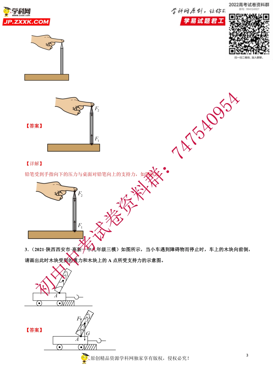 考点14  力学作图-2021中考物理分类考点【名校、地市好题必刷】（解析版）_第3页