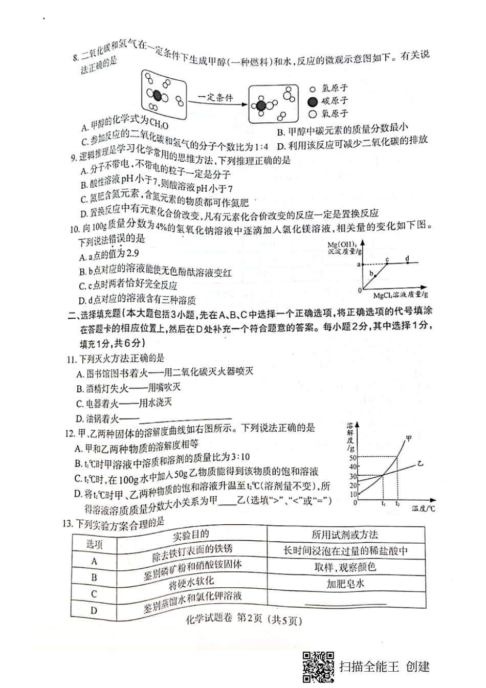 江西省2021届中考化学试卷_第2页