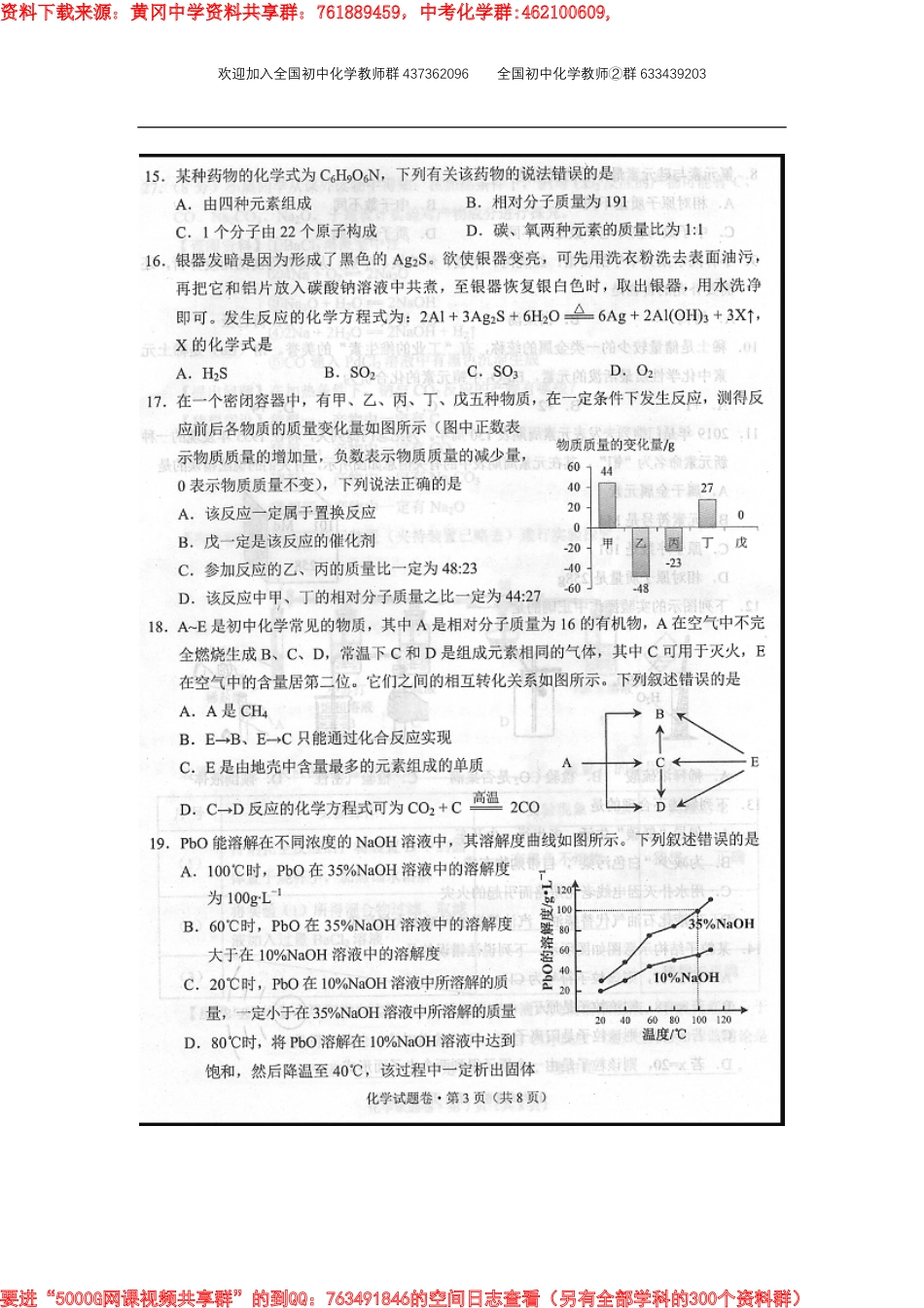 2019年云南省昆明市中考化学试题及答案_第3页