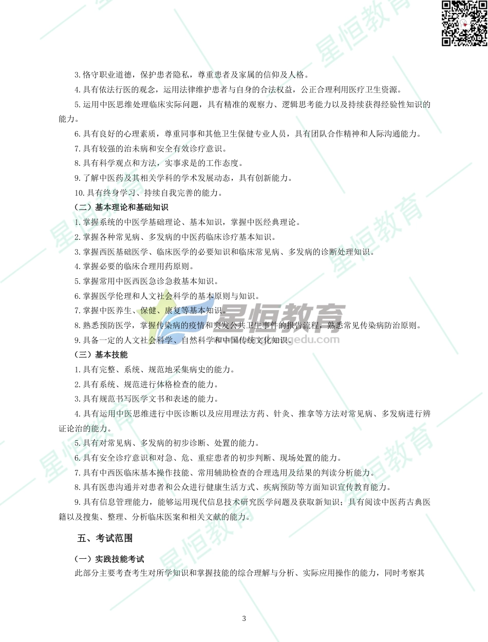 2022中医助理医师资格考试大纲_第3页