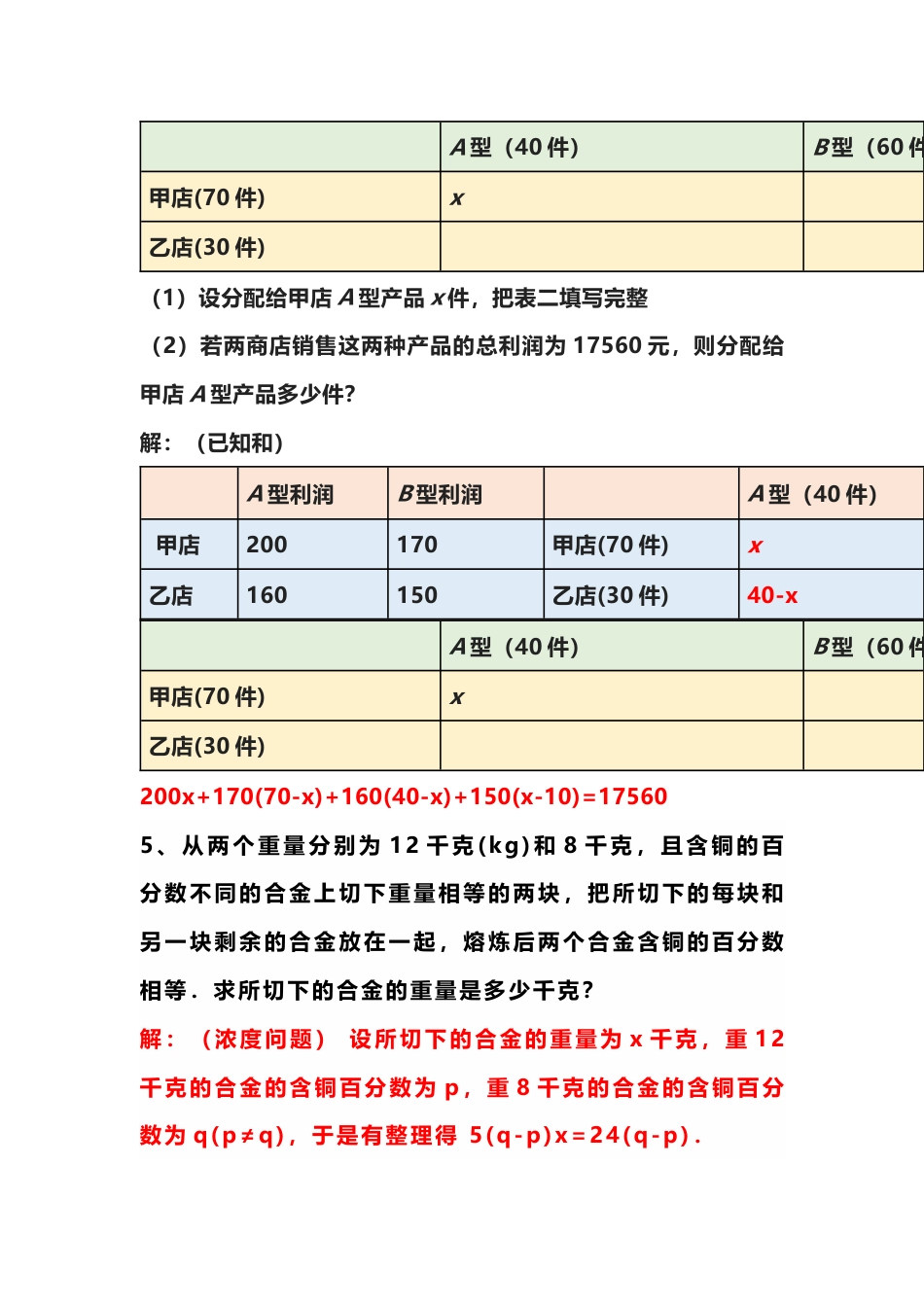 七年级上册数学常考应用题期末专练_第2页