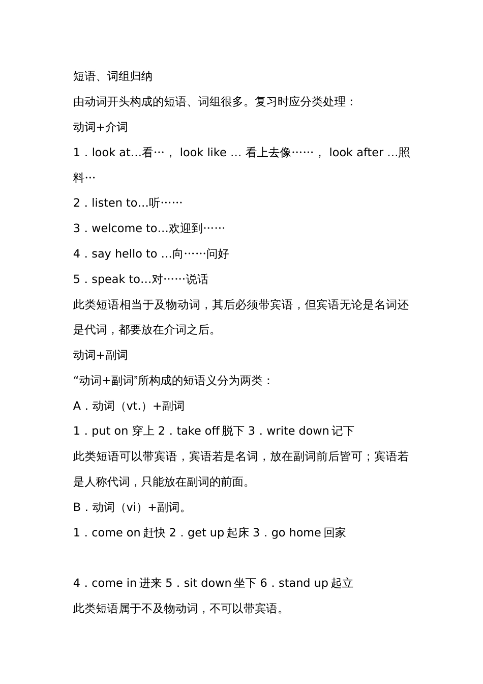 小学英语1-6年级重点知识点及短语大梳理_第1页