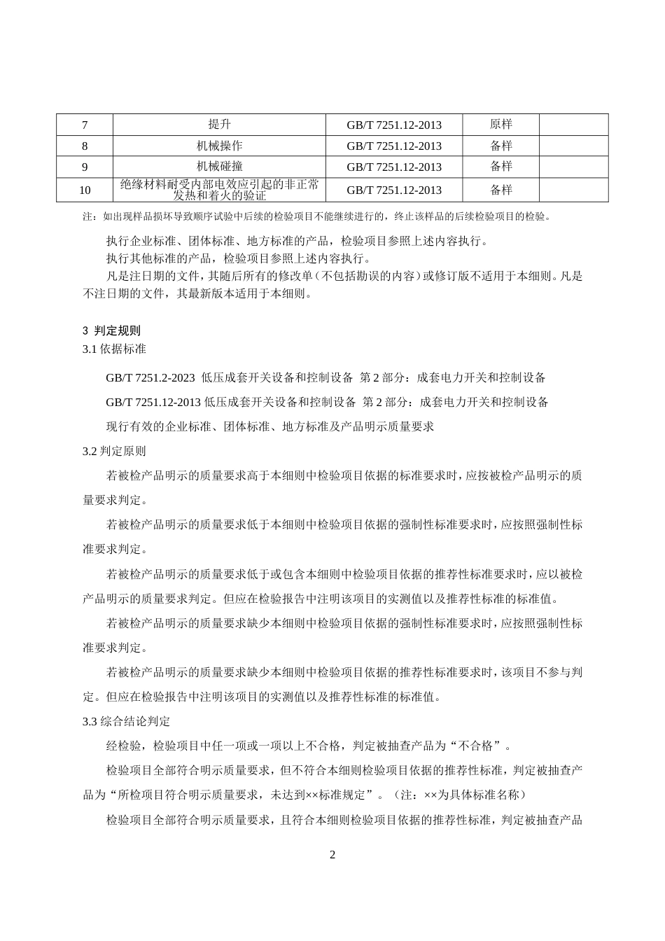 低压成套电力开关和控制设备产品质量监督抽查实施细则(2024年版）_第2页