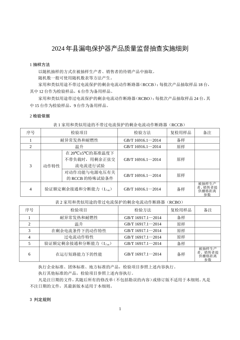 漏电保护器产品质量监督抽查实施细则(2024年版）_第1页