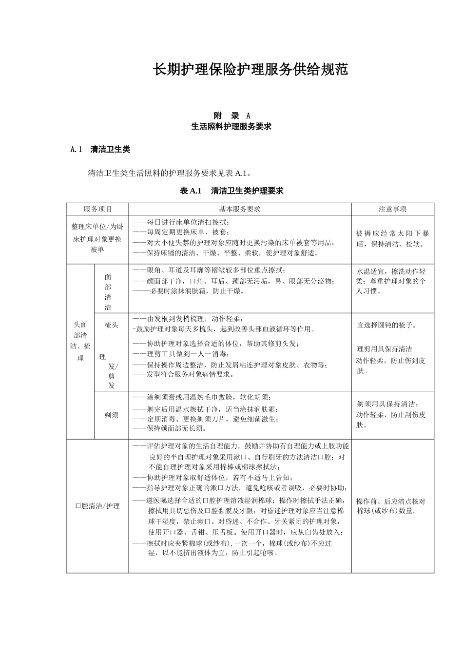 长期护理保险护理服务供给规范_第1页