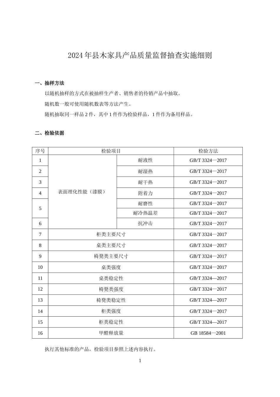 木家具产品质量监督抽查实施细则(2024年版）_第1页