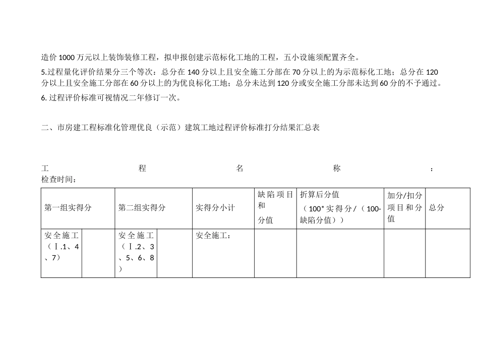 安全生产文明施工标准化管理优良（示范）建筑工地过程评价标准_第2页