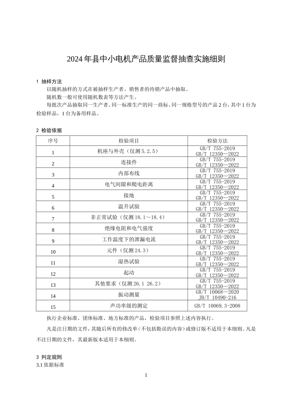 中小电机产品质量监督抽查实施细则(2024年版）_第1页