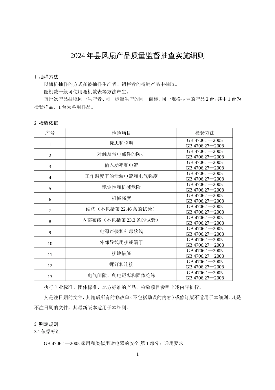 风扇产品质量监督抽查实施细则(2024年版）_第1页