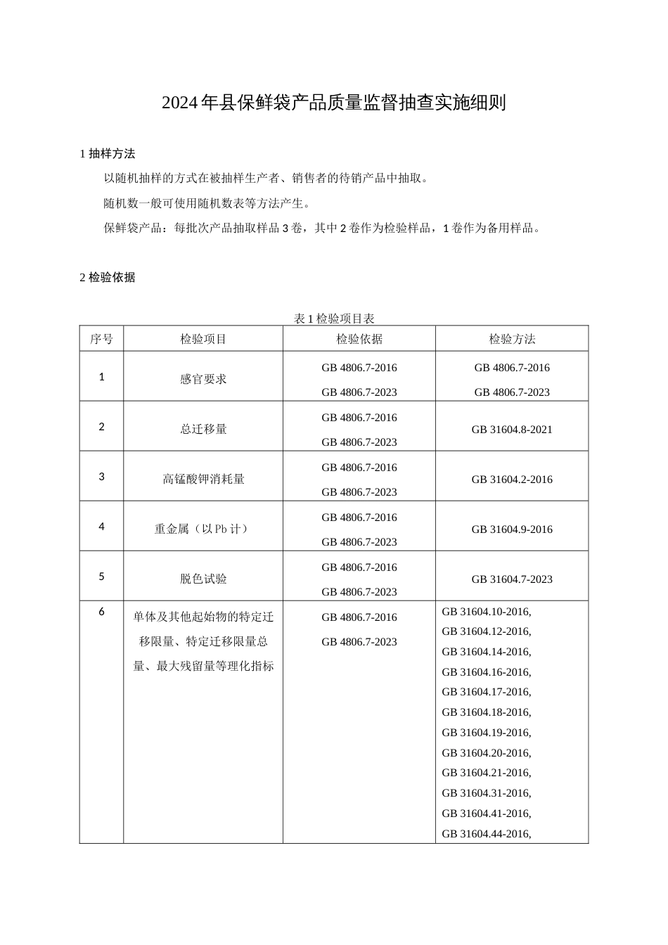 保鲜袋产品质量监督抽查实施细则(2024年版）_第1页