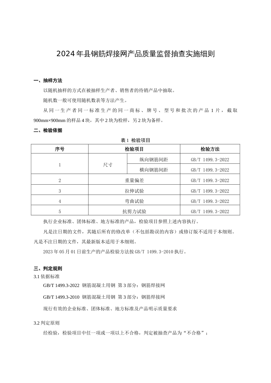 钢筋焊接网产品质量监督抽查实施细则(2024年版）_第1页