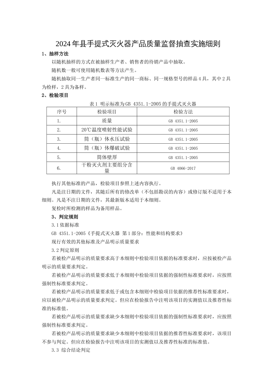 手提式灭火器产品质量监督抽查实施细则(2024年版）_第1页