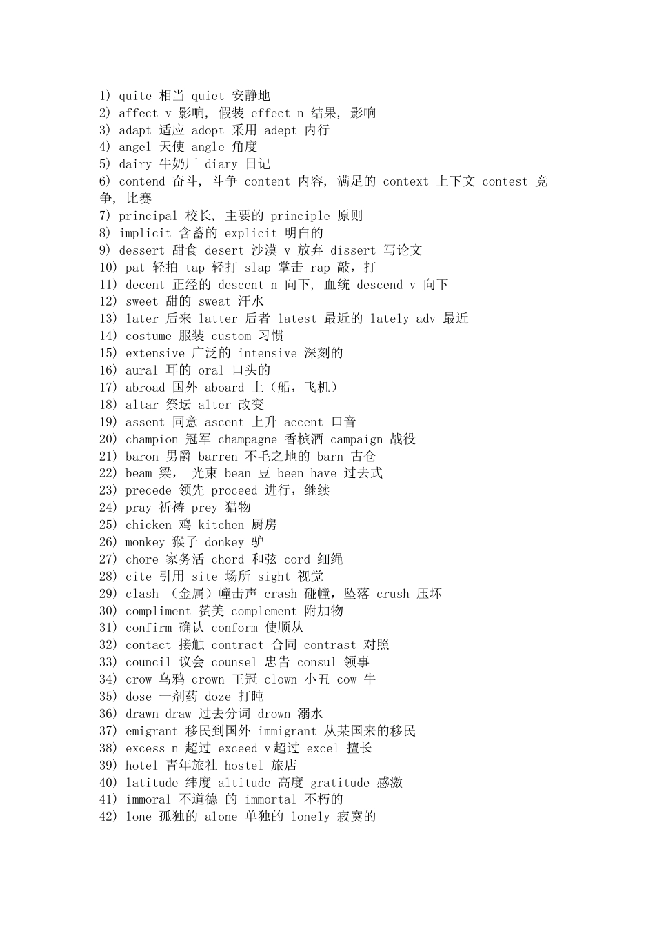 初中英语考试150组易混单词_第1页