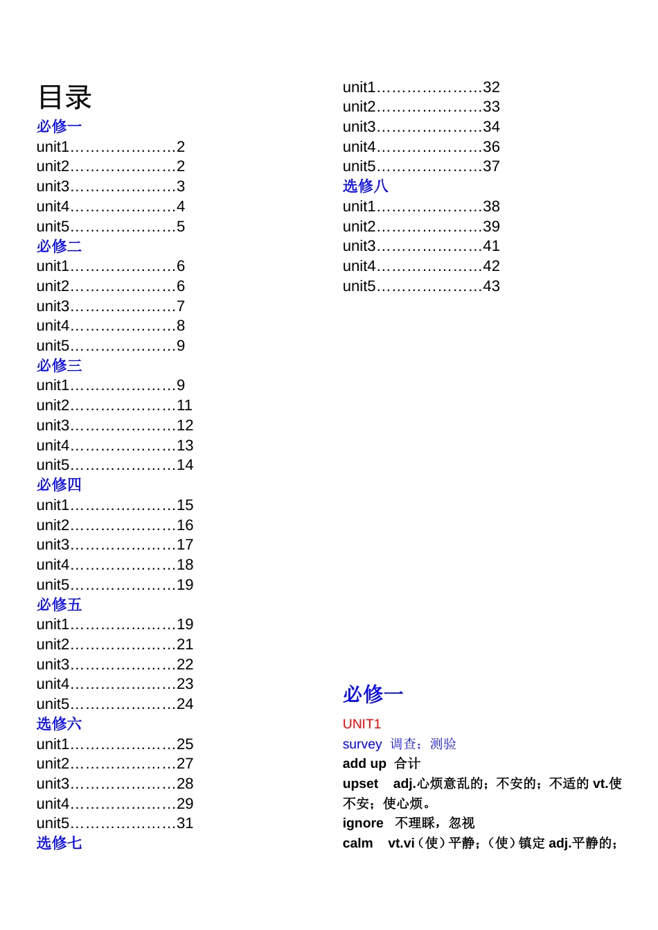 必修1到5单词表（含重点黑体词汇）_第1页