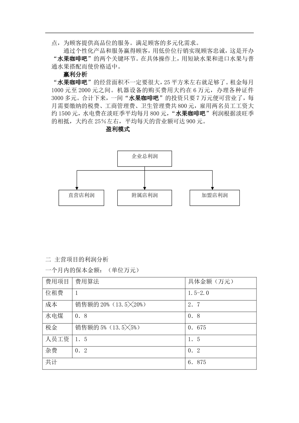 水果咖啡吧经营计划书_第2页