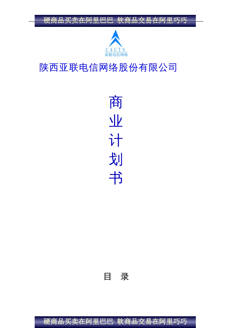 陕西亚联电信网络股份有限公司商业计划书_第1页