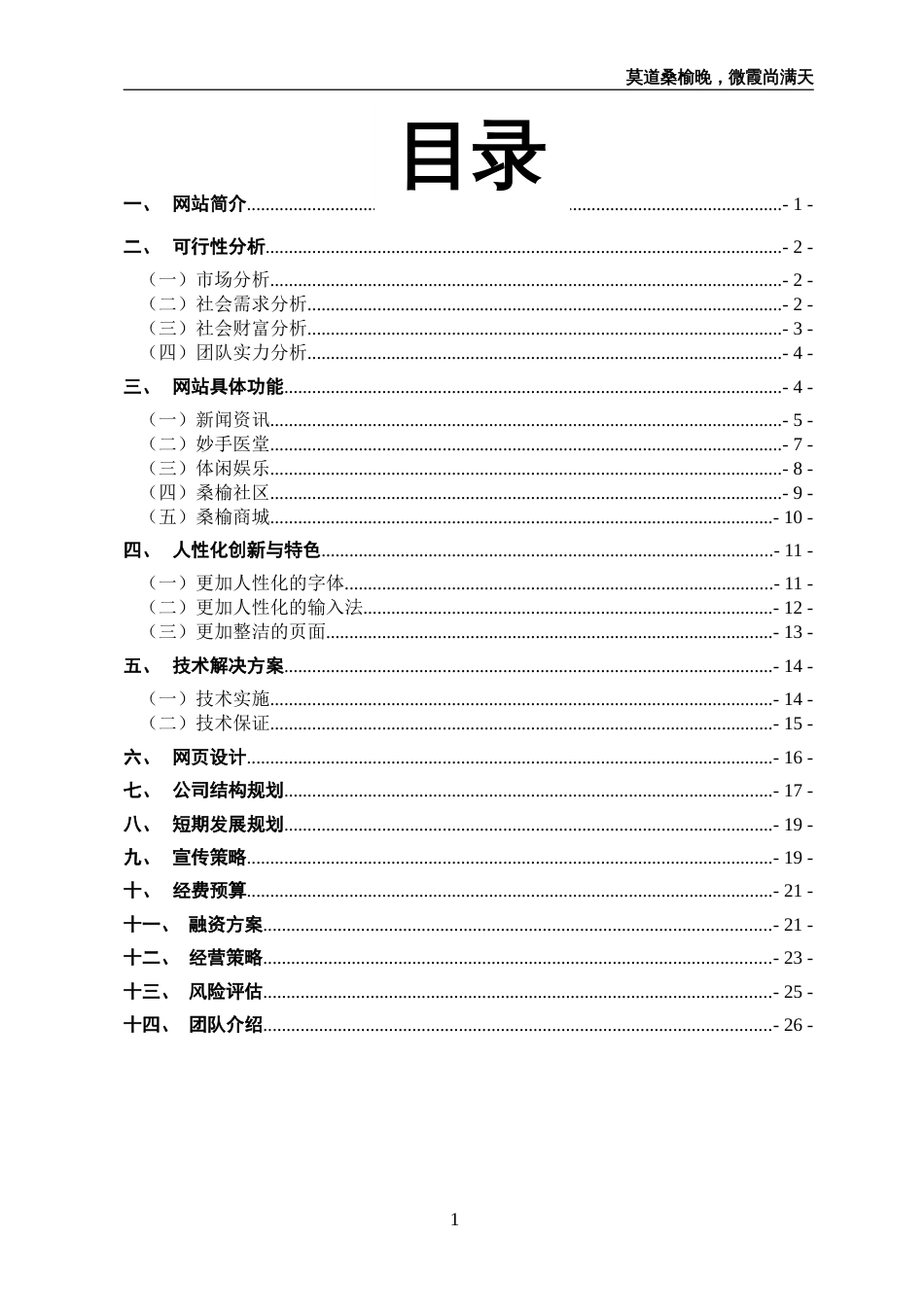 “桑榆”网站商业计划书_第1页