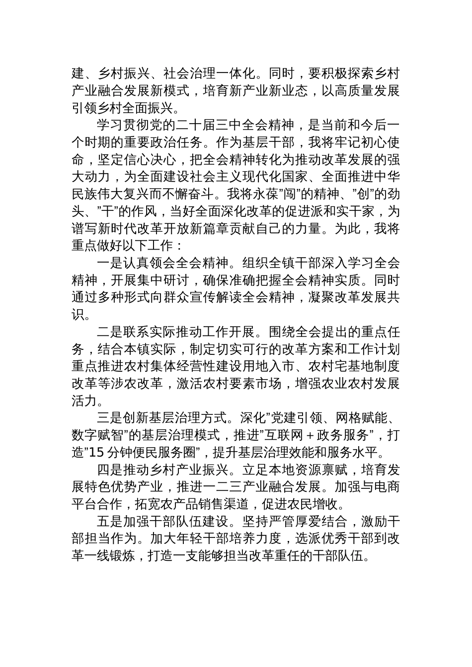 乡镇领导干部学习贯彻党的二十届三中全会会议精神研讨发言10篇_第3页