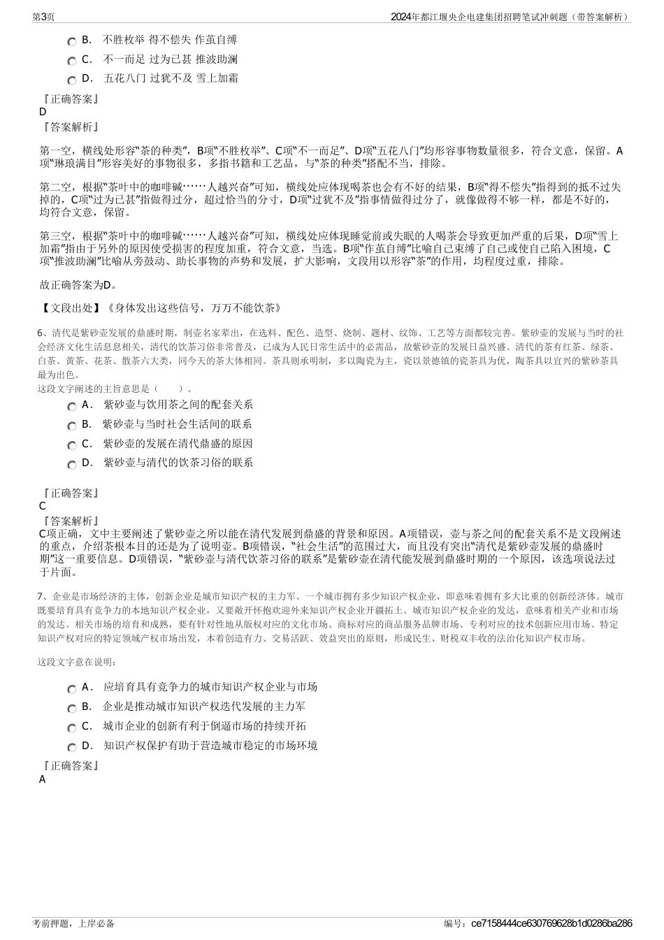 2024年都江堰央企电建集团招聘笔试冲刺题（带答案解析）_第3页