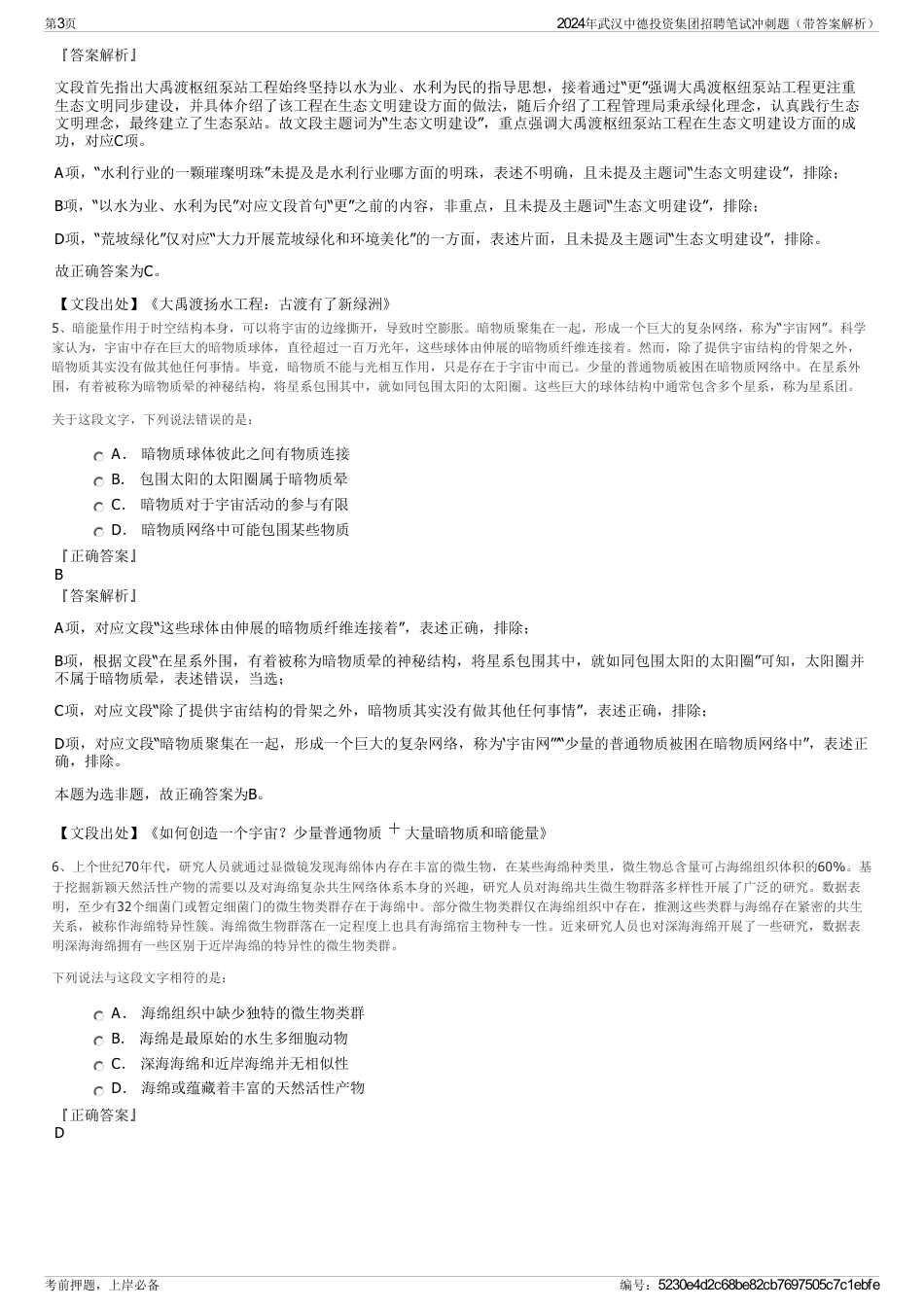 2024年武汉中德投资集团招聘笔试冲刺题（带答案解析）_第3页