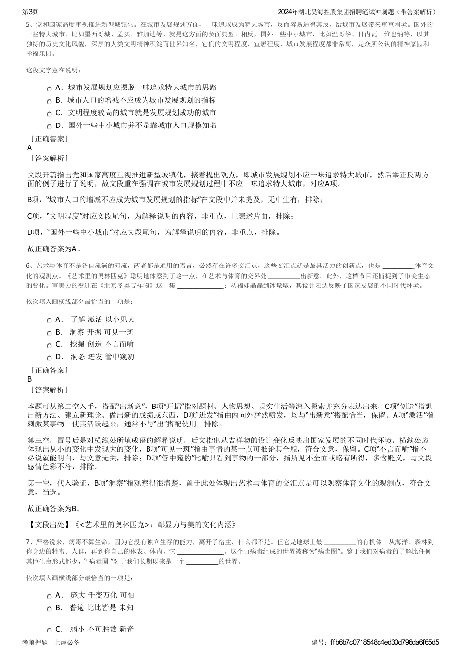 2024年湖北昊海控股集团招聘笔试冲刺题（带答案解析）_第3页