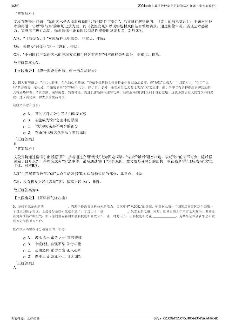 2024年山东冀盾控股集团招聘笔试冲刺题（带答案解析）_第3页