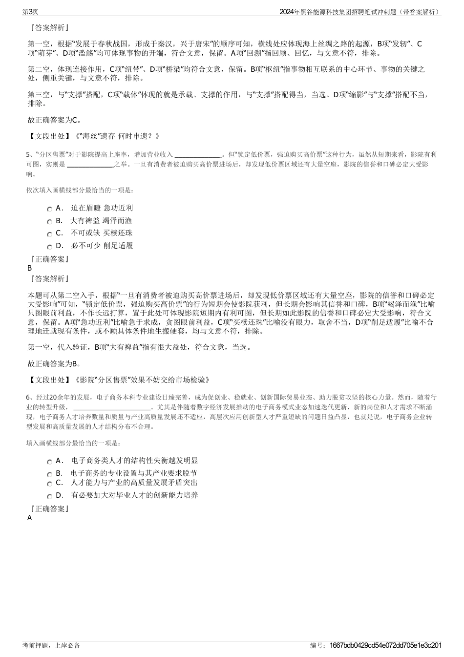 2024年黑谷能源科技集团招聘笔试冲刺题（带答案解析）_第3页