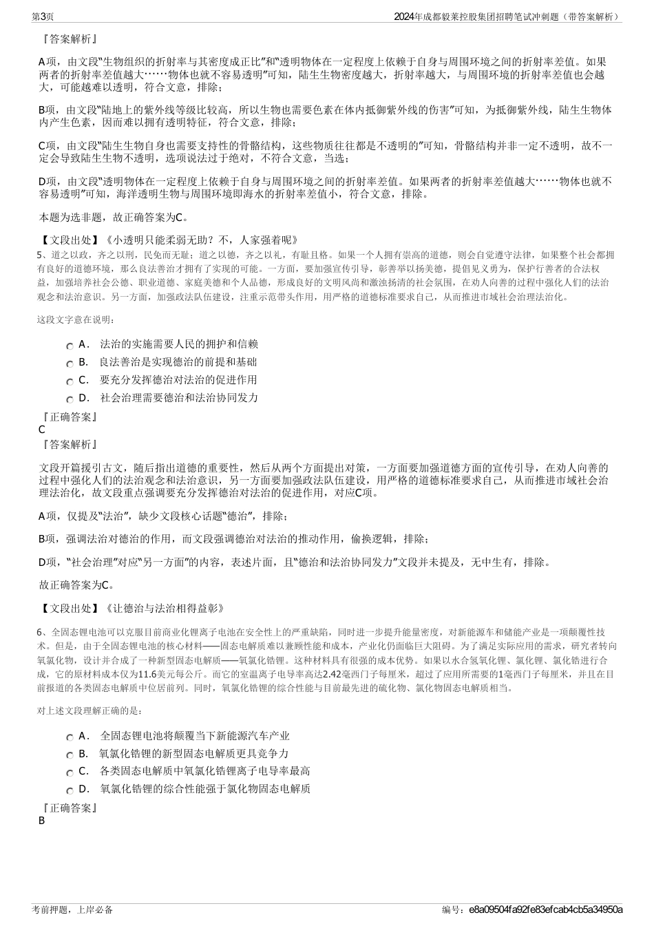 2024年成都毅莱控股集团招聘笔试冲刺题（带答案解析）_第3页