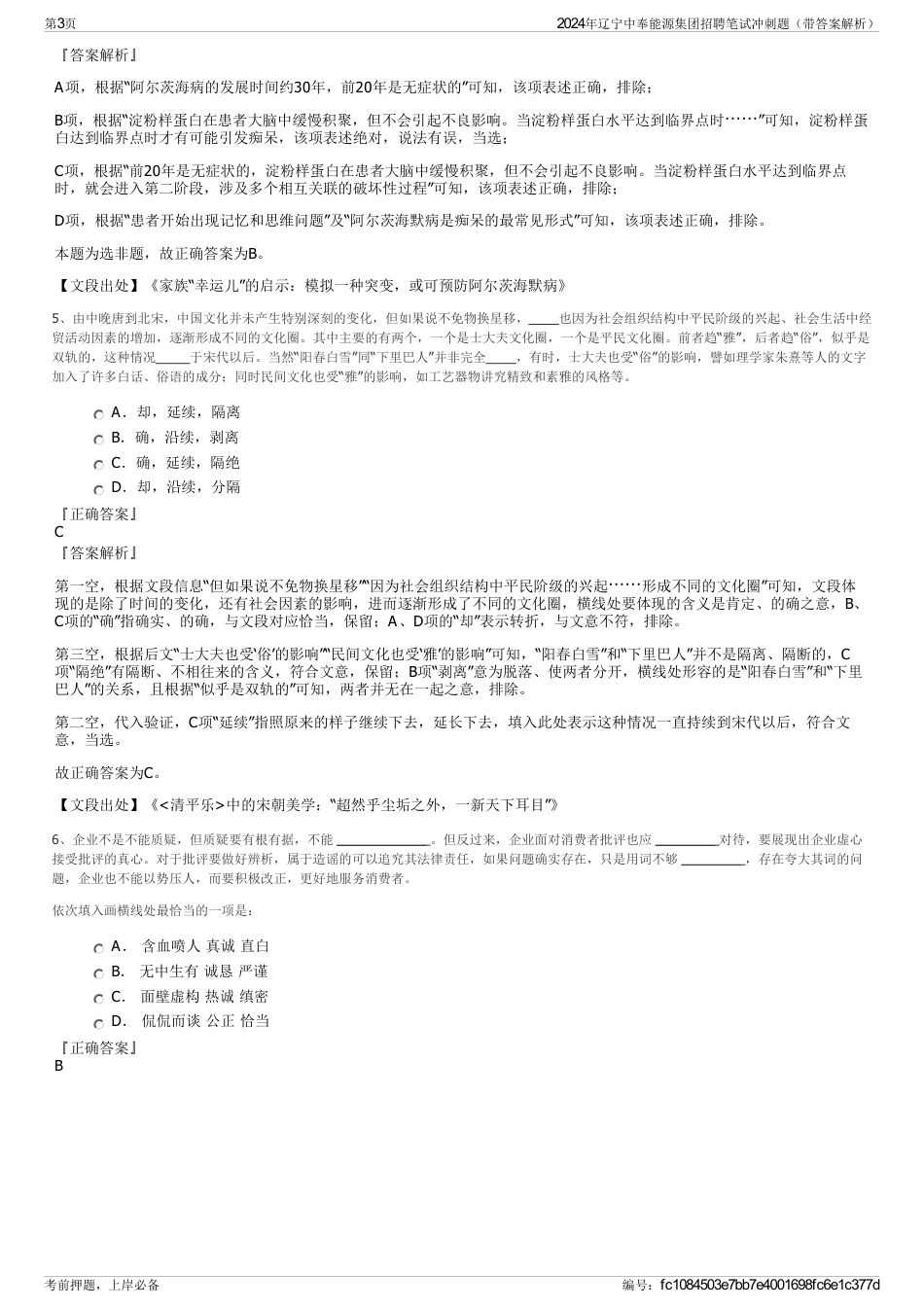 2024年辽宁中奉能源集团招聘笔试冲刺题（带答案解析）_第3页