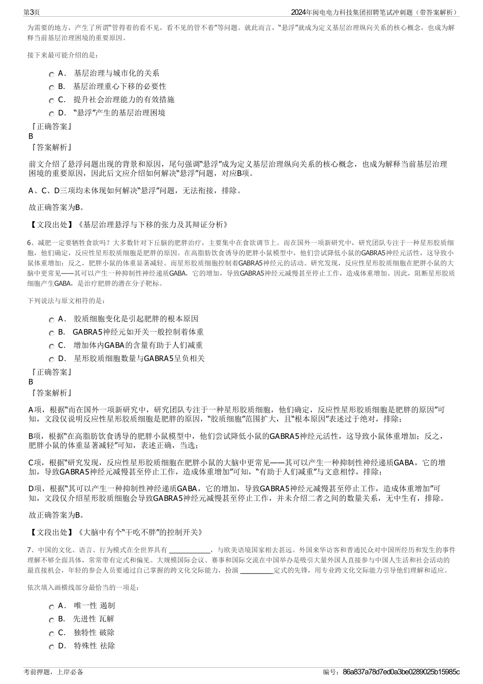 2024年闽电电力科技集团招聘笔试冲刺题（带答案解析）_第3页