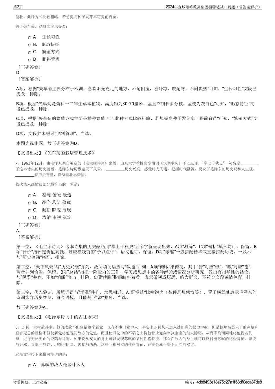2024年宣城顶峰数据集团招聘笔试冲刺题（带答案解析）_第3页