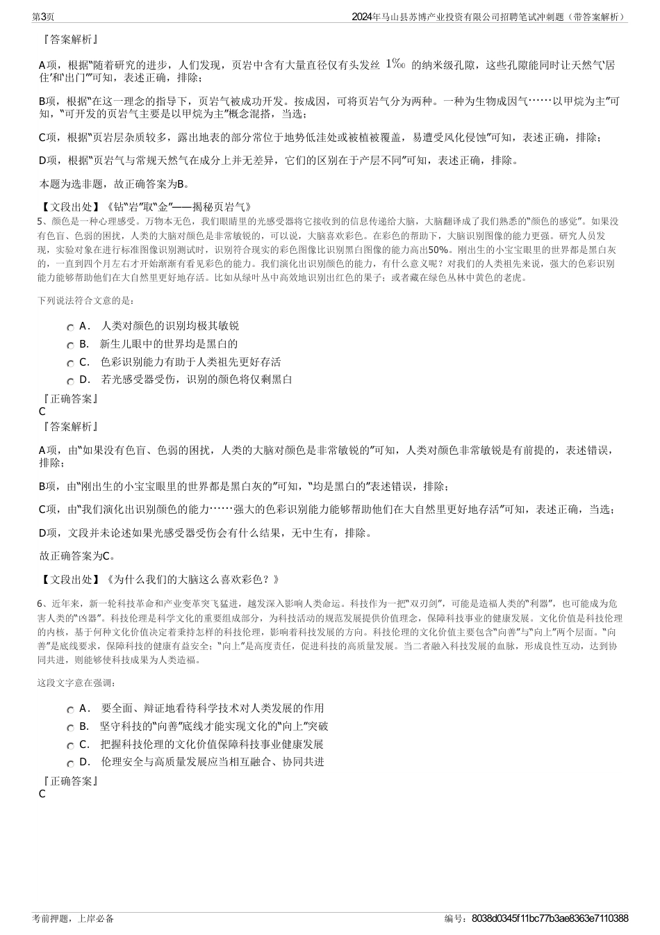2024年马山县苏博产业投资有限公司招聘笔试冲刺题（带答案解析）_第3页