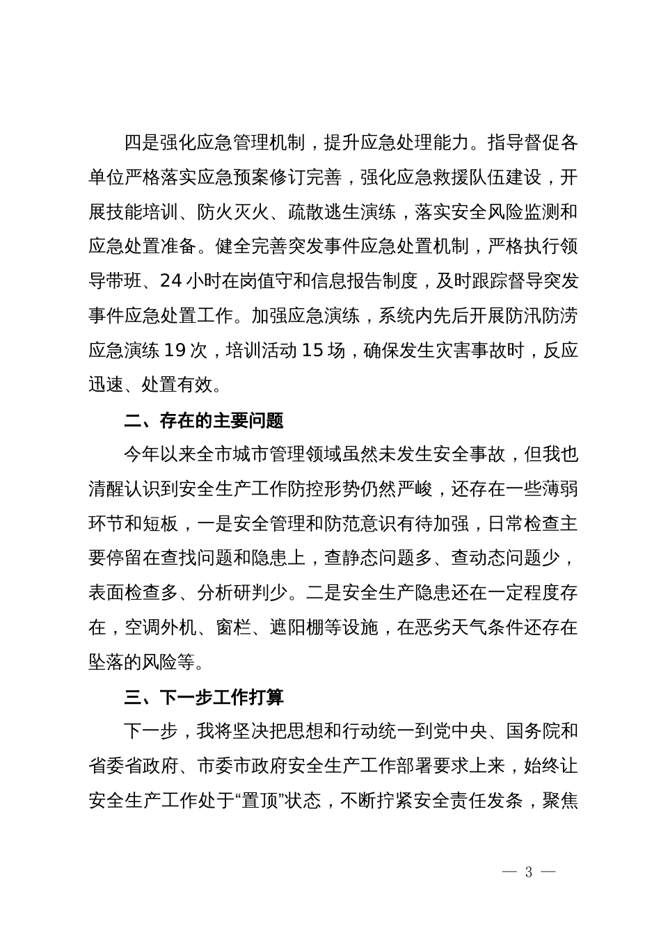 党员干部2024年上半年安全生产述职材料_第3页