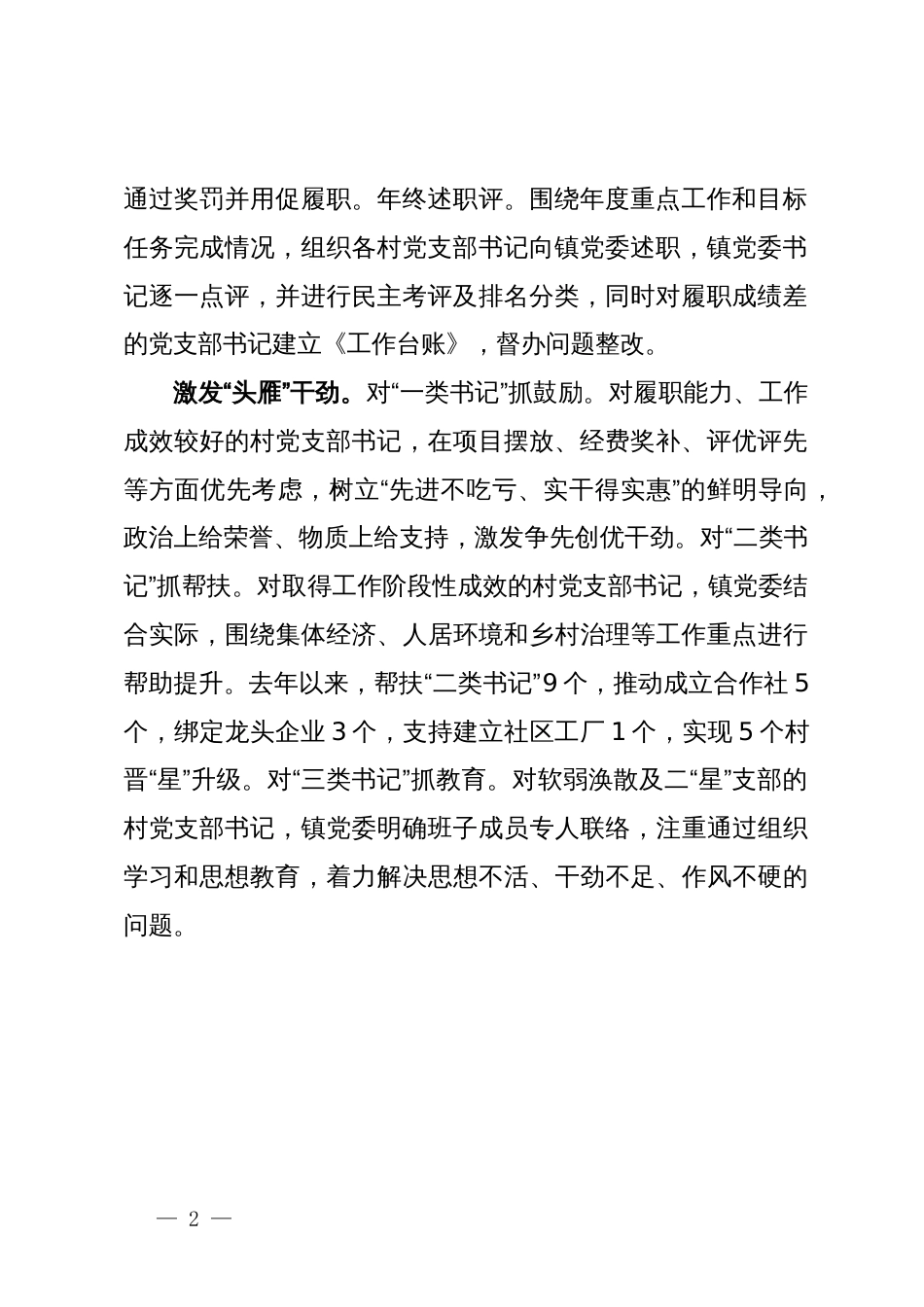 镇党委书记交流发言：实施“头雁”工程   锻造乡村振兴过硬队伍_第2页
