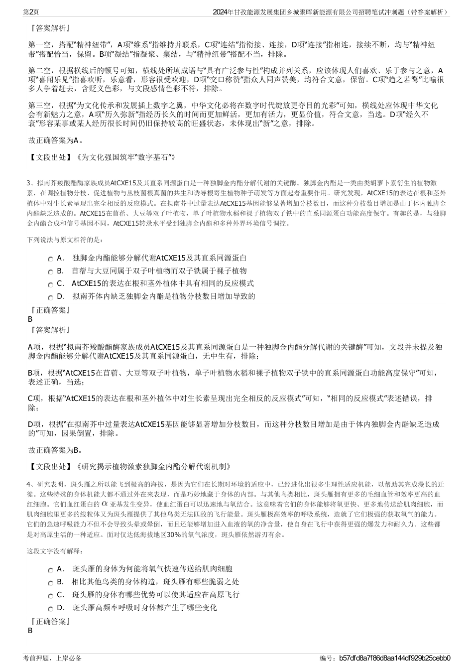 2024年甘孜能源发展集团乡城聚晖新能源有限公司招聘笔试冲刺题（带答案解析）_第2页