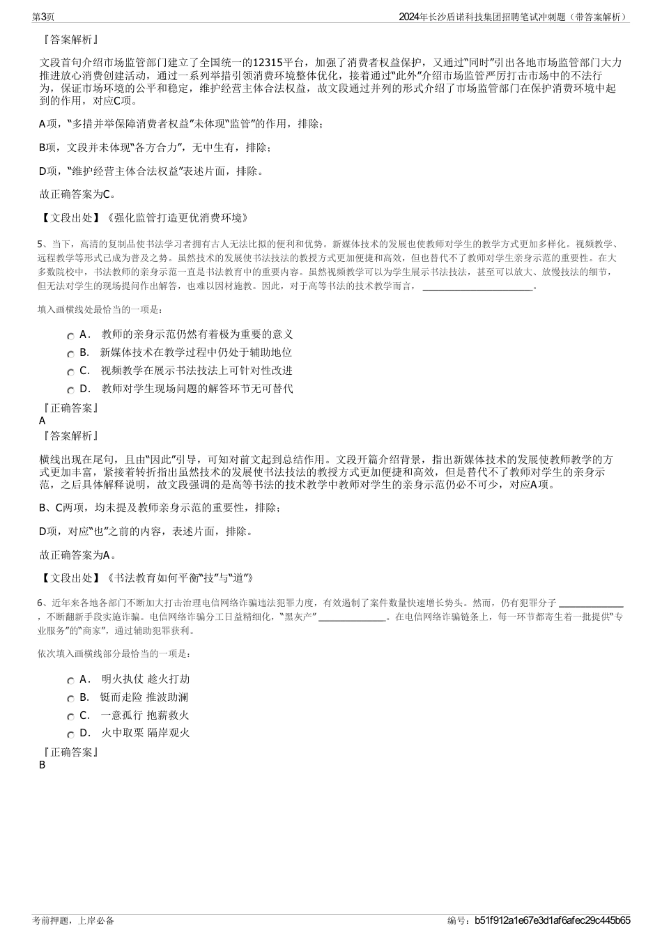2024年长沙盾诺科技集团招聘笔试冲刺题（带答案解析）_第3页