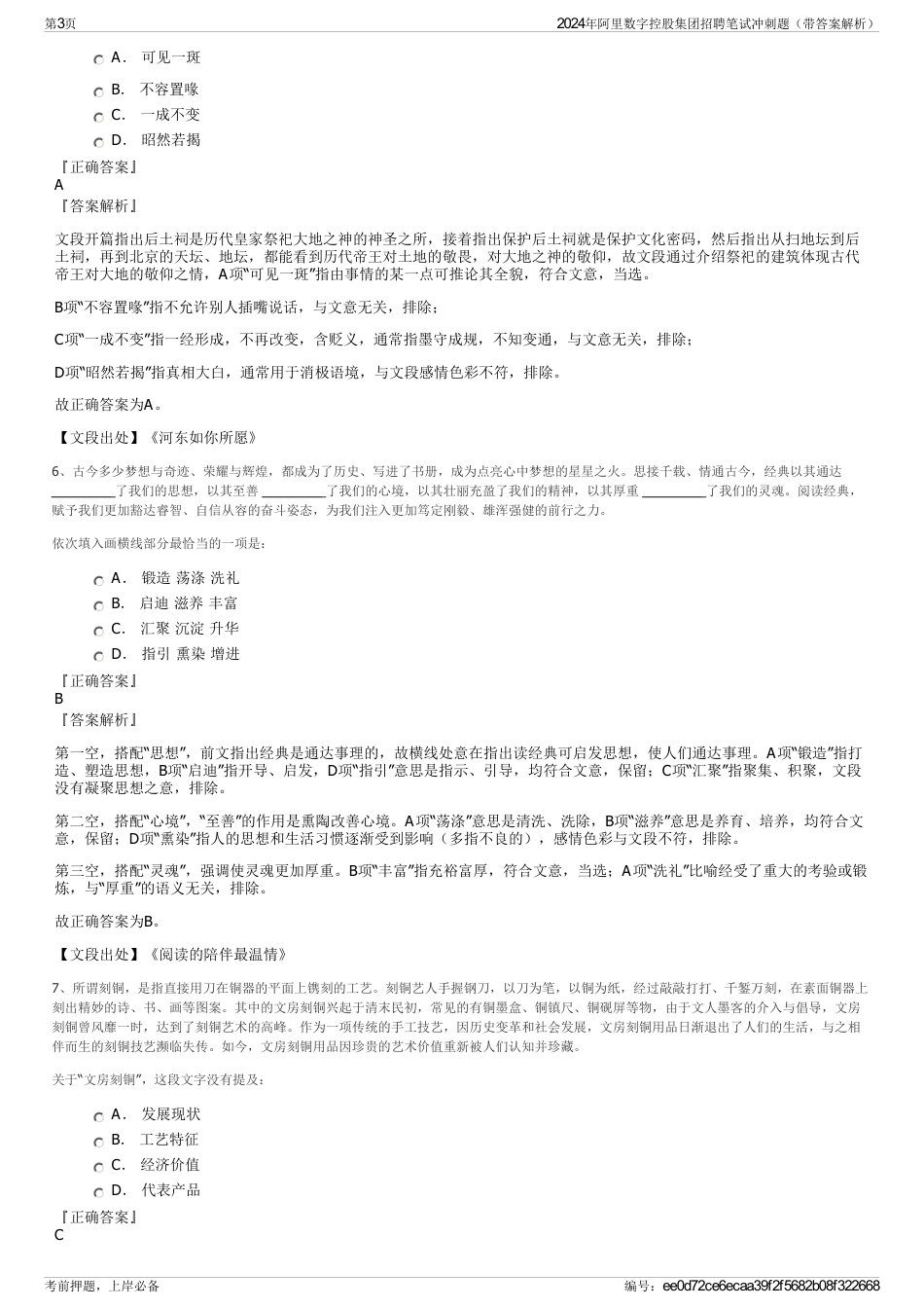 2024年阿里数字控股集团招聘笔试冲刺题（带答案解析）_第3页