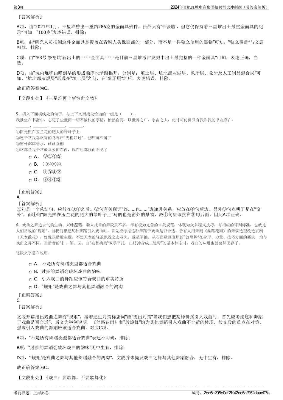 2024年合肥红城电商集团招聘笔试冲刺题（带答案解析）_第3页