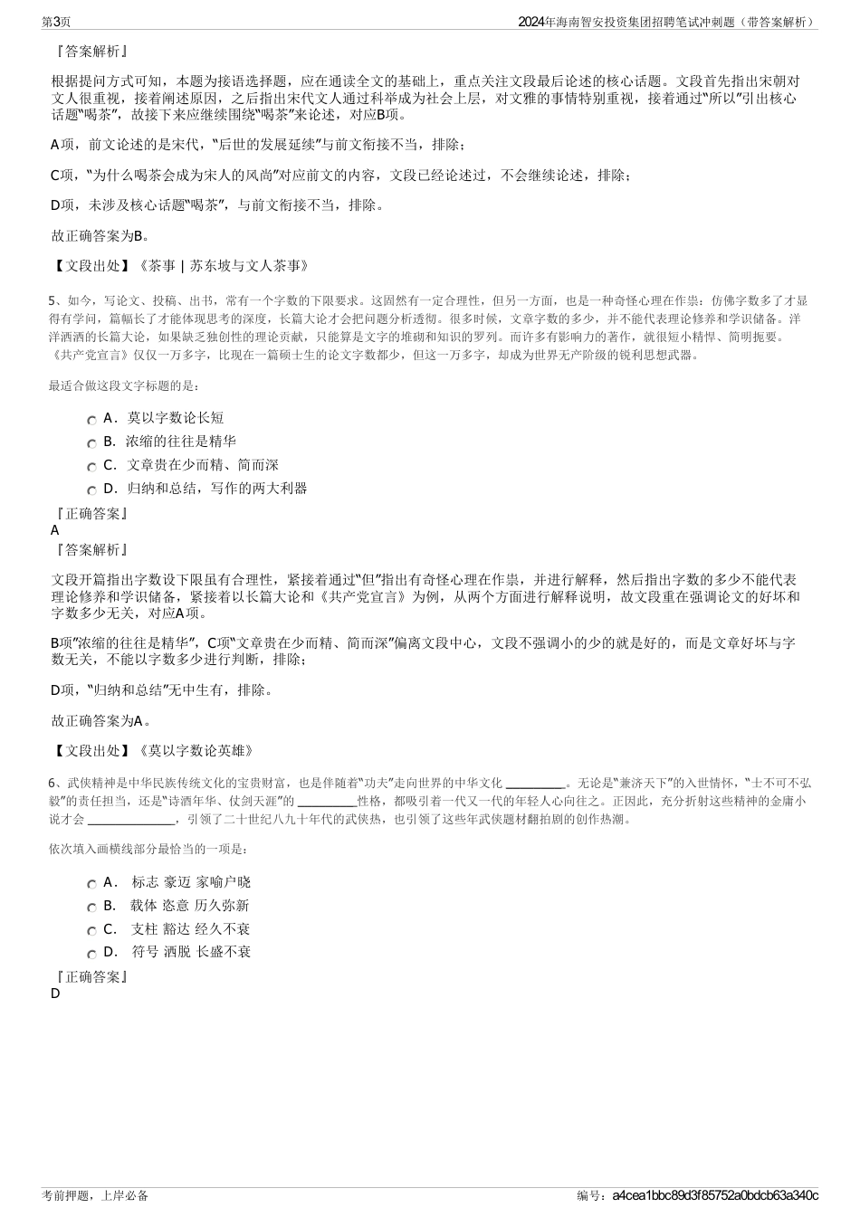2024年海南智安投资集团招聘笔试冲刺题（带答案解析）_第3页