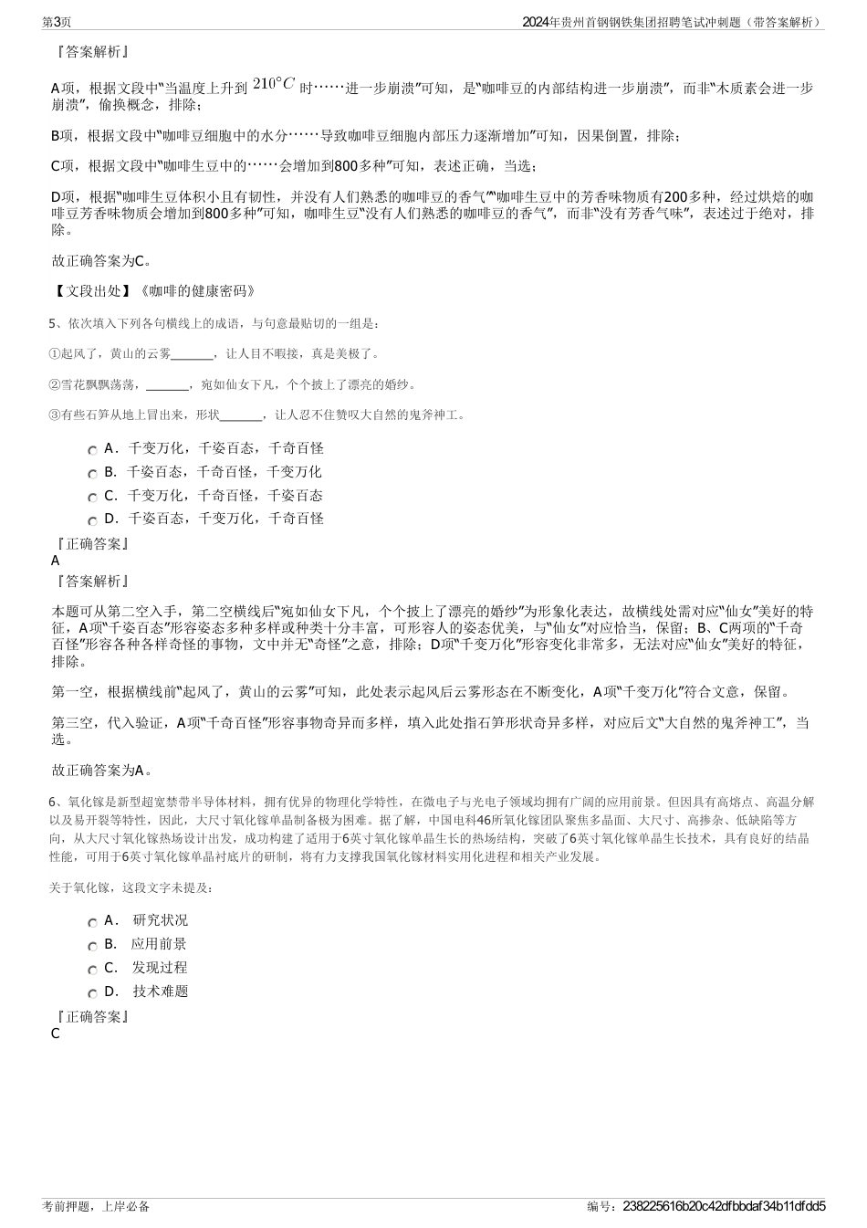 2024年贵州首钢钢铁集团招聘笔试冲刺题（带答案解析）_第3页