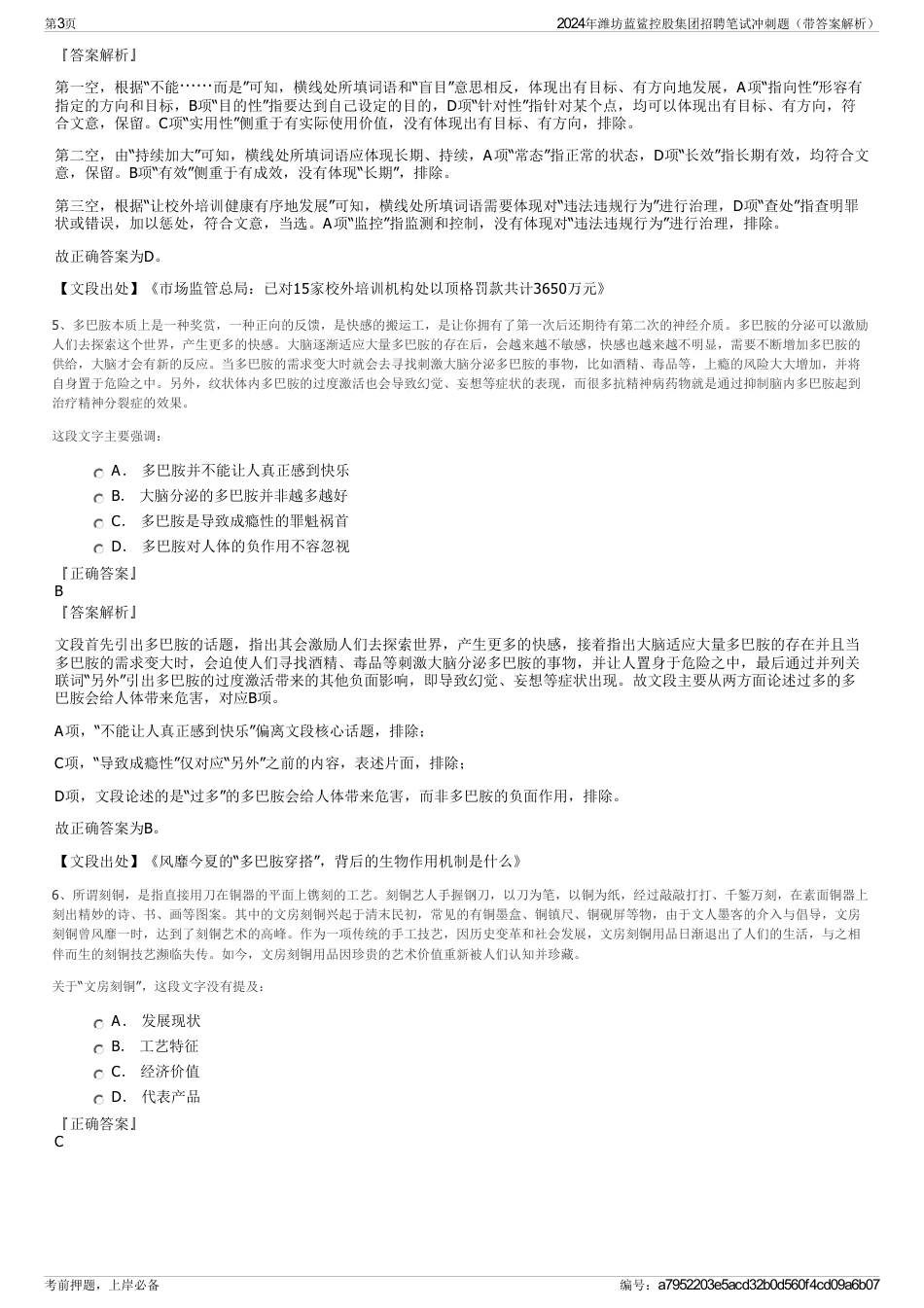 2024年潍坊蓝鲨控股集团招聘笔试冲刺题（带答案解析）_第3页