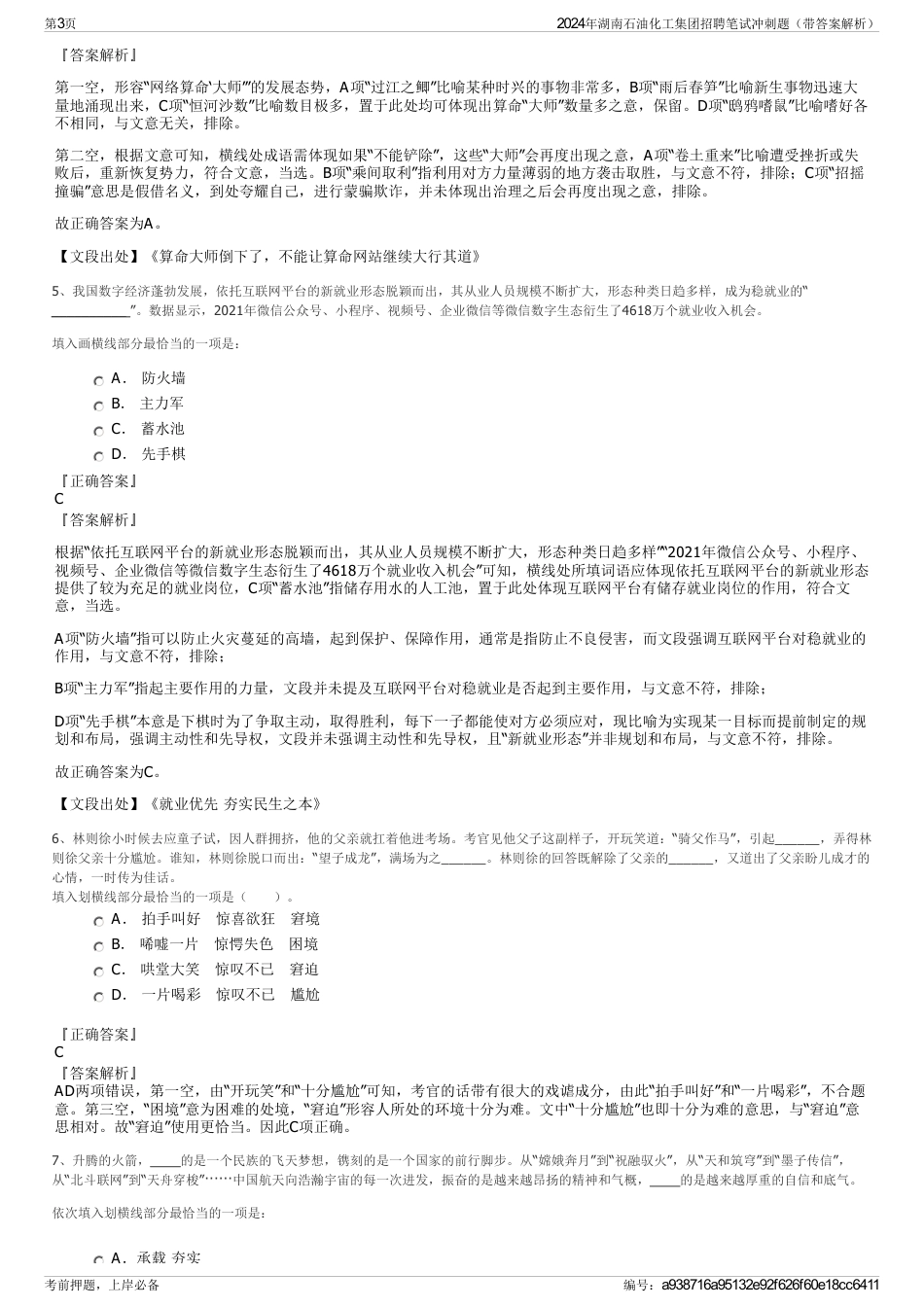 2024年湖南石油化工集团招聘笔试冲刺题（带答案解析）_第3页