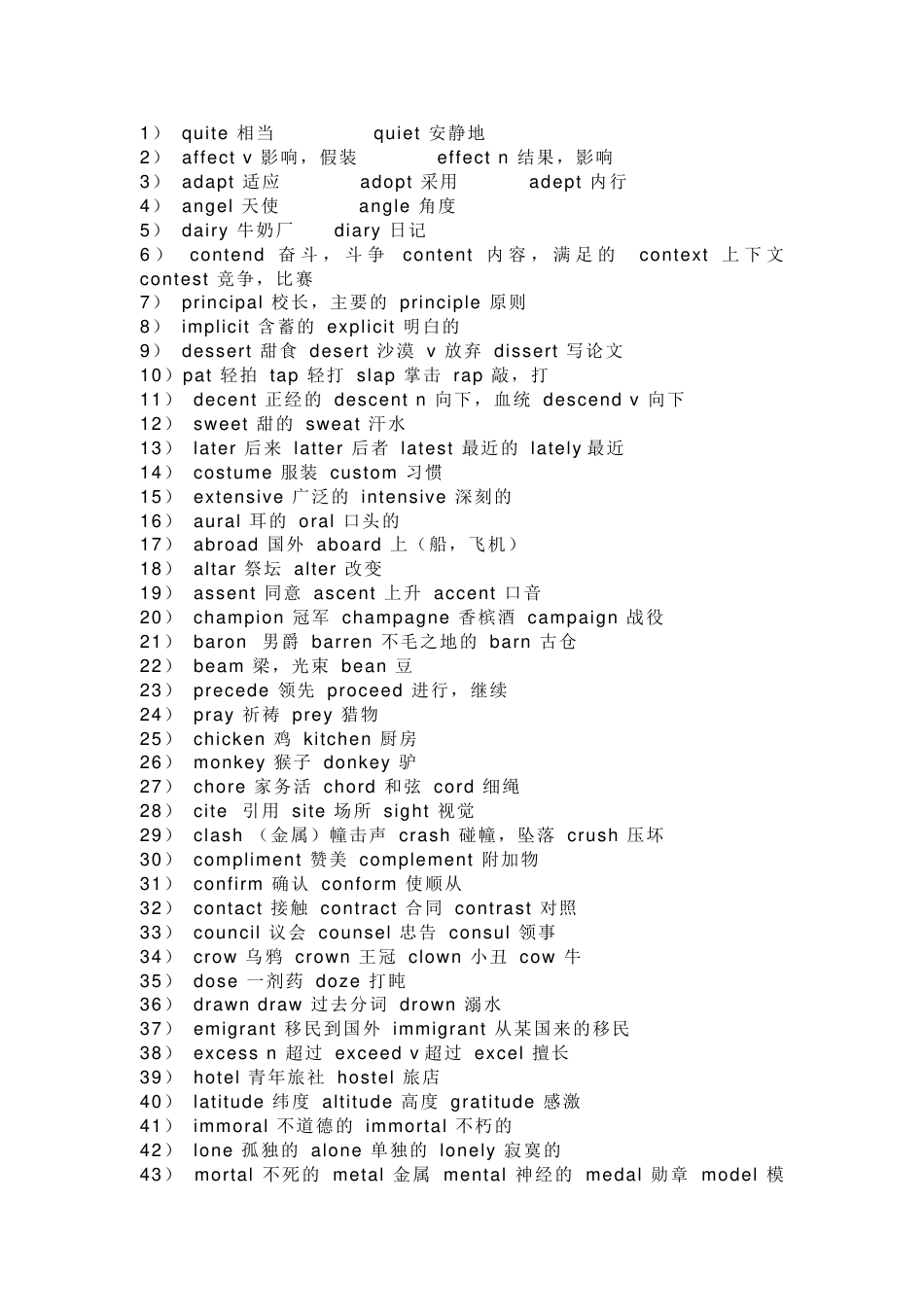 高中英语：140组容易拼错的形近词_第1页