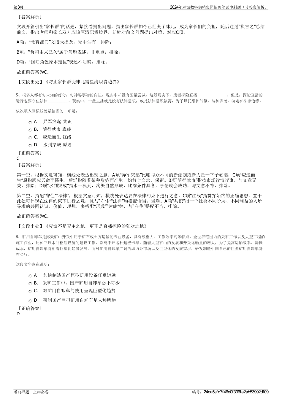 2024年虞城数字供销集团招聘笔试冲刺题（带答案解析）_第3页