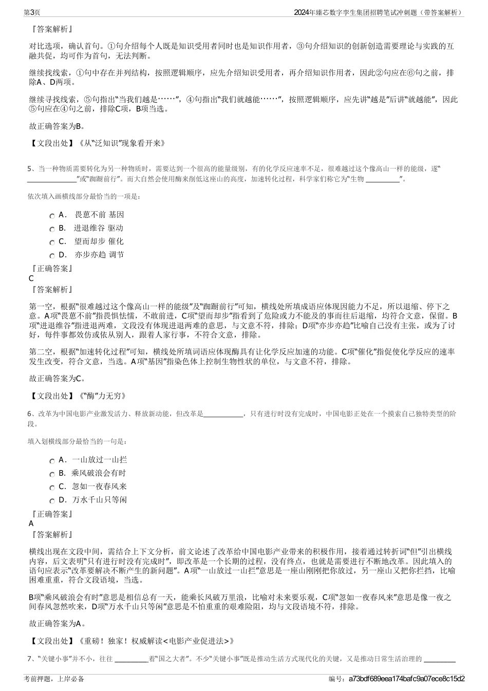 2024年臻芯数字孪生集团招聘笔试冲刺题（带答案解析）_第3页