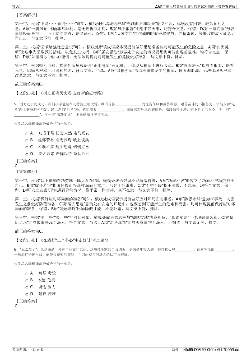 2024年东乐居商贸集团招聘笔试冲刺题（带答案解析）_第3页