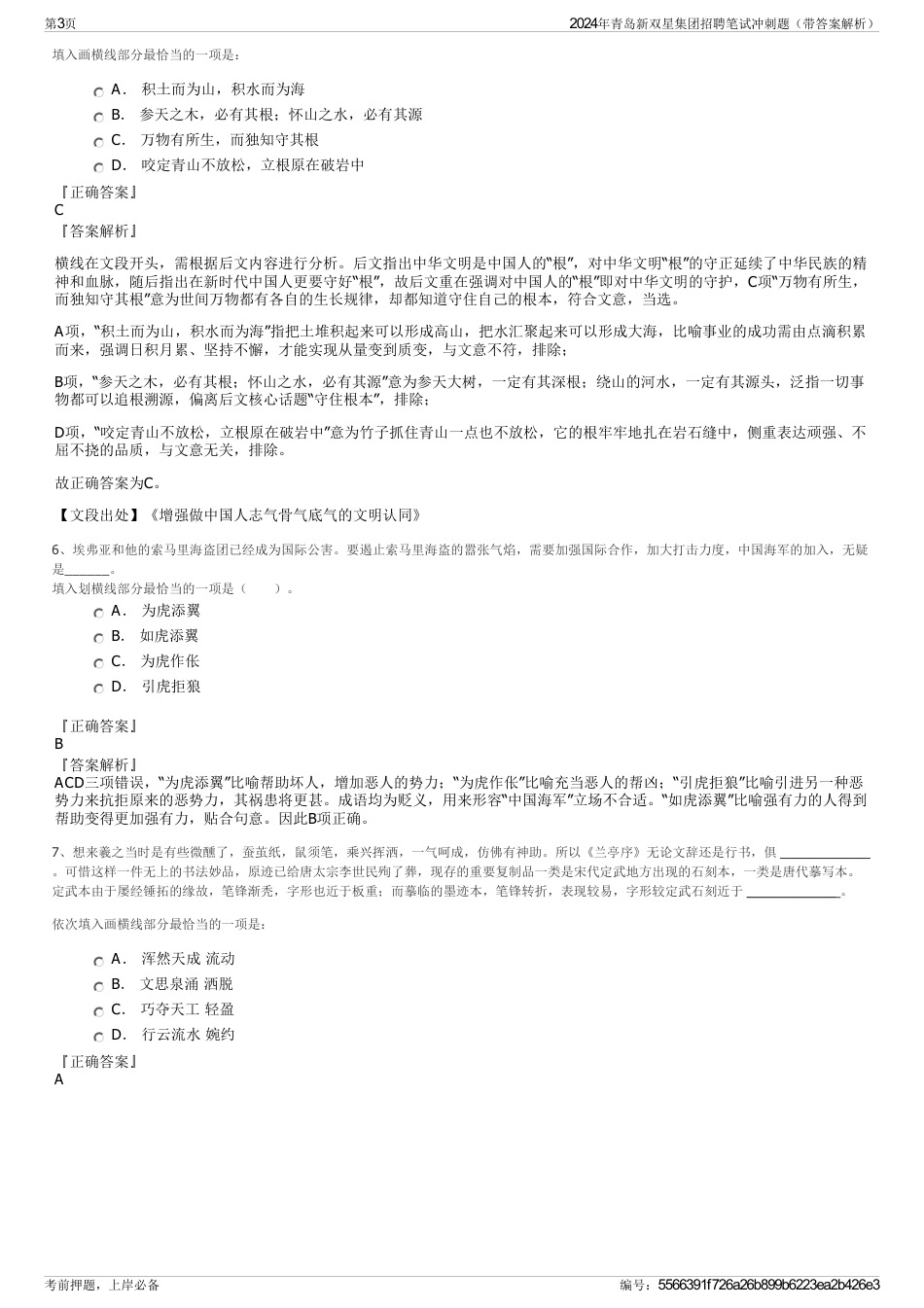 2024年青岛新双星集团招聘笔试冲刺题（带答案解析）_第3页