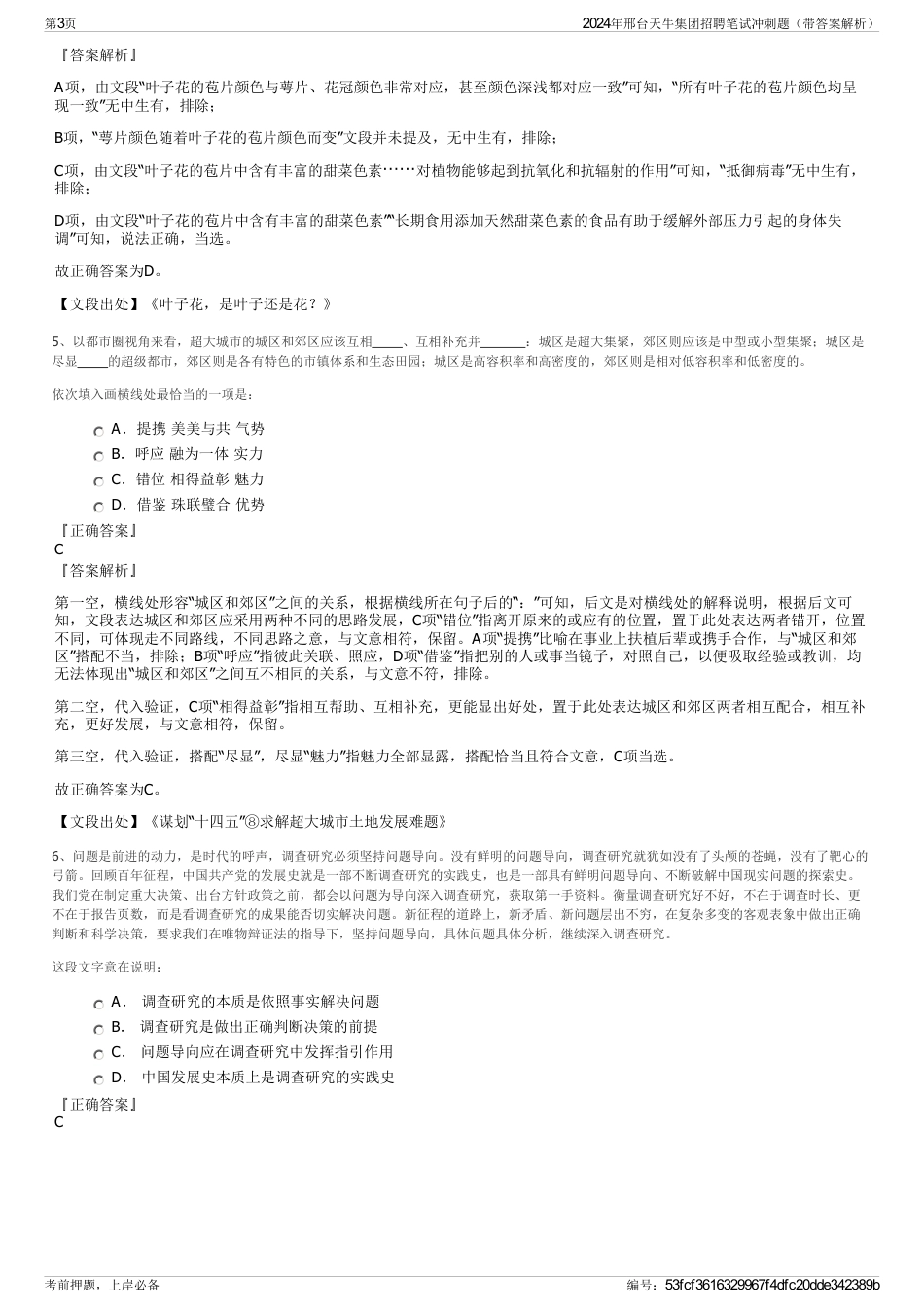 2024年邢台天牛集团招聘笔试冲刺题（带答案解析）_第3页