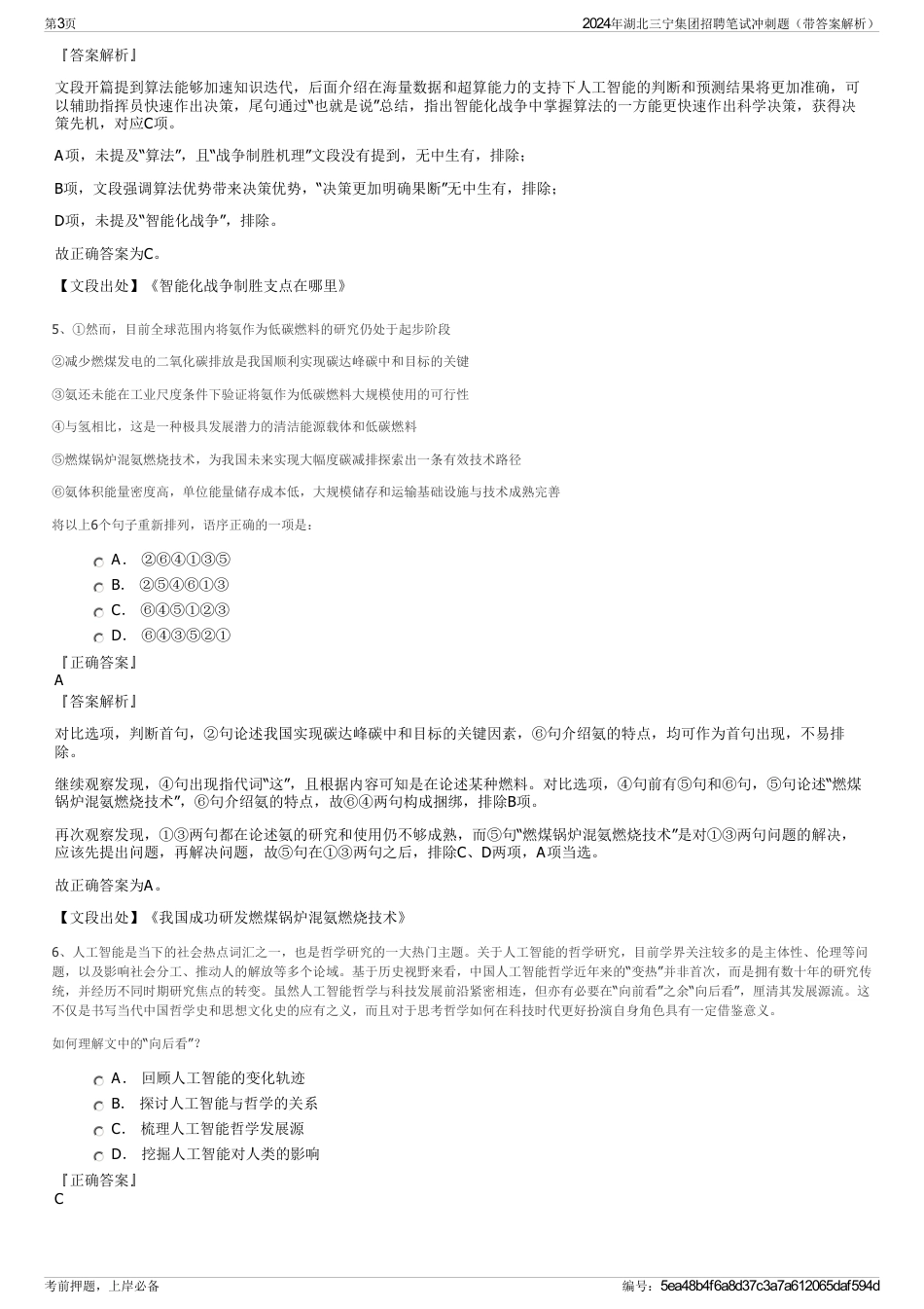 2024年湖北三宁集团招聘笔试冲刺题（带答案解析）_第3页